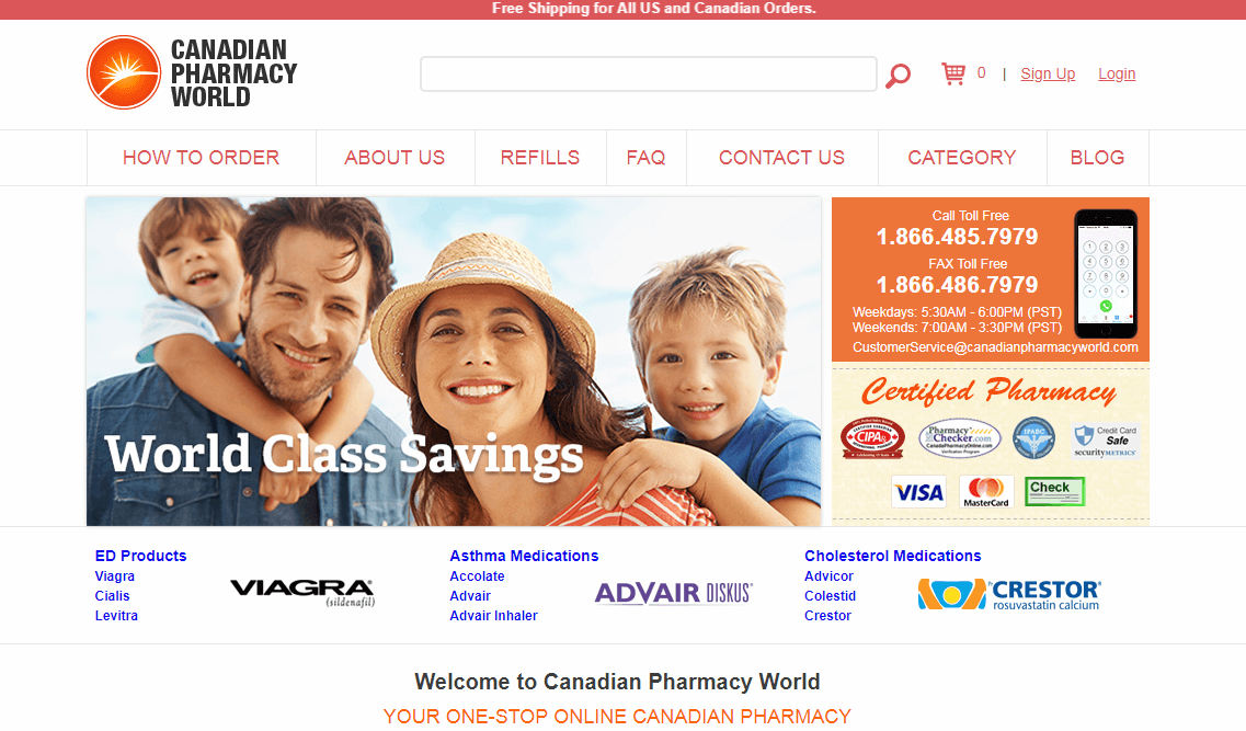 Canadian World Pharmacys Home Page
